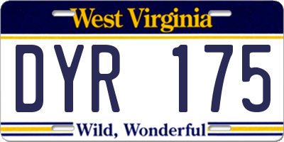 WV license plate DYR175