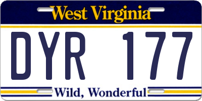 WV license plate DYR177