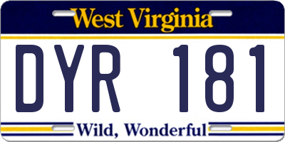 WV license plate DYR181