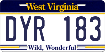 WV license plate DYR183