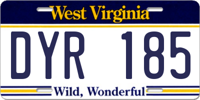 WV license plate DYR185