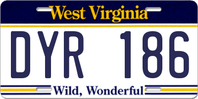 WV license plate DYR186