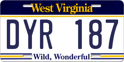 WV license plate DYR187