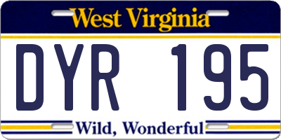 WV license plate DYR195
