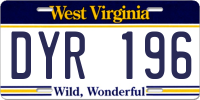 WV license plate DYR196