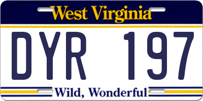 WV license plate DYR197