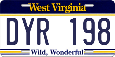 WV license plate DYR198