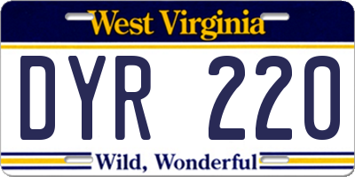 WV license plate DYR220
