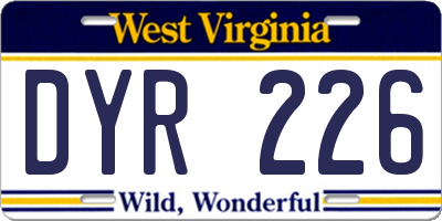 WV license plate DYR226