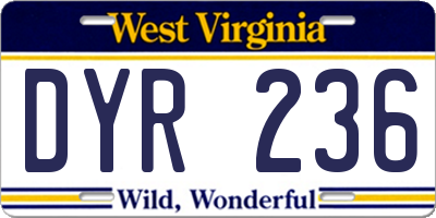 WV license plate DYR236
