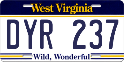 WV license plate DYR237
