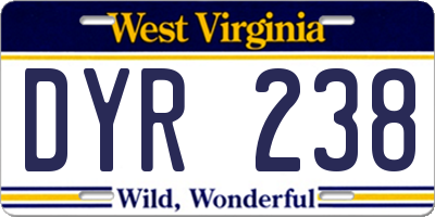 WV license plate DYR238