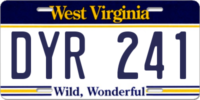 WV license plate DYR241