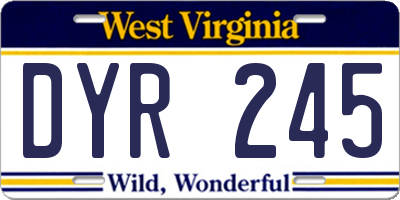 WV license plate DYR245