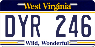 WV license plate DYR246