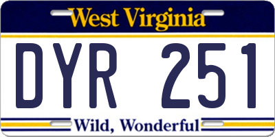 WV license plate DYR251