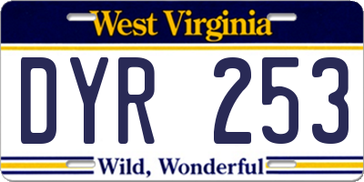 WV license plate DYR253