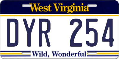 WV license plate DYR254