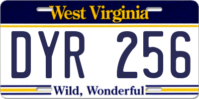 WV license plate DYR256