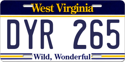 WV license plate DYR265