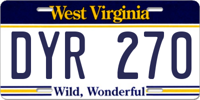 WV license plate DYR270