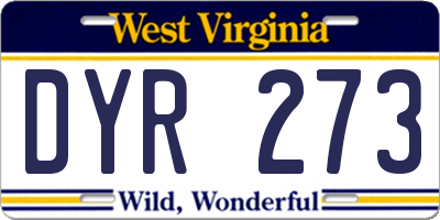 WV license plate DYR273