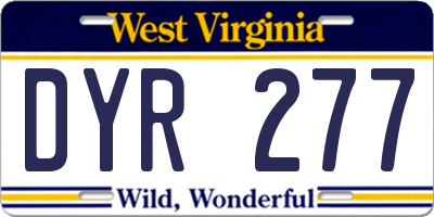 WV license plate DYR277
