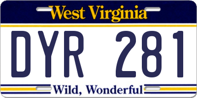 WV license plate DYR281