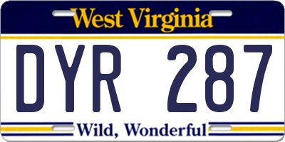 WV license plate DYR287