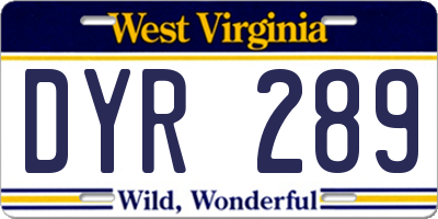WV license plate DYR289