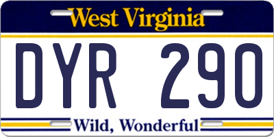 WV license plate DYR290