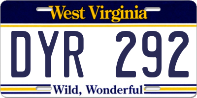 WV license plate DYR292