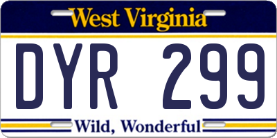 WV license plate DYR299