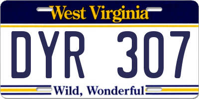 WV license plate DYR307