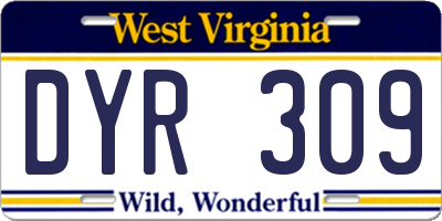 WV license plate DYR309