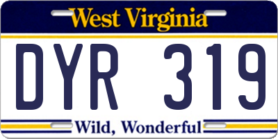 WV license plate DYR319