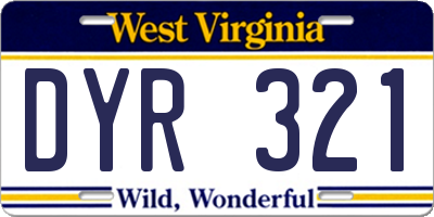 WV license plate DYR321
