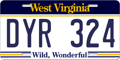 WV license plate DYR324