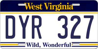 WV license plate DYR327