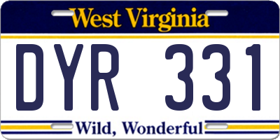 WV license plate DYR331