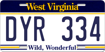 WV license plate DYR334