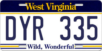 WV license plate DYR335