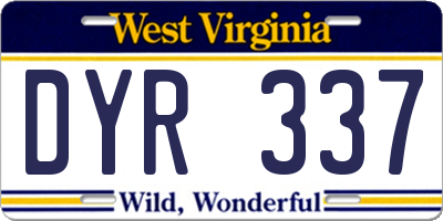 WV license plate DYR337