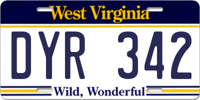 WV license plate DYR342