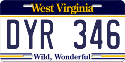 WV license plate DYR346