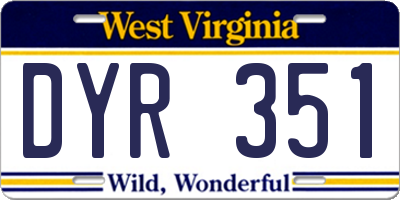 WV license plate DYR351