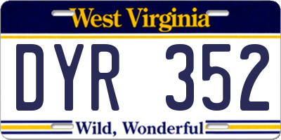 WV license plate DYR352