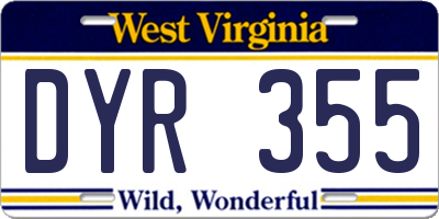 WV license plate DYR355