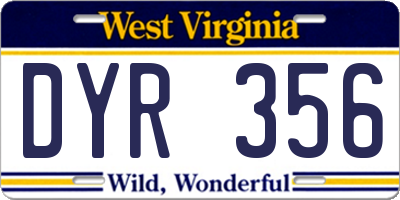 WV license plate DYR356