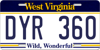 WV license plate DYR360